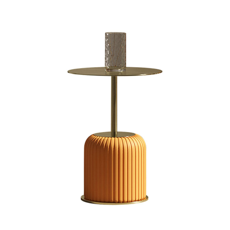 Ethel Side Table, Stainless Steel & Leather