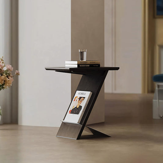 Eunice Side Table With Magazine Rack, Solid Wood